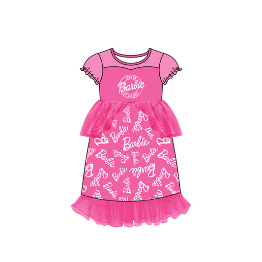 custom P2 Cartoon BA hot pink girls dress