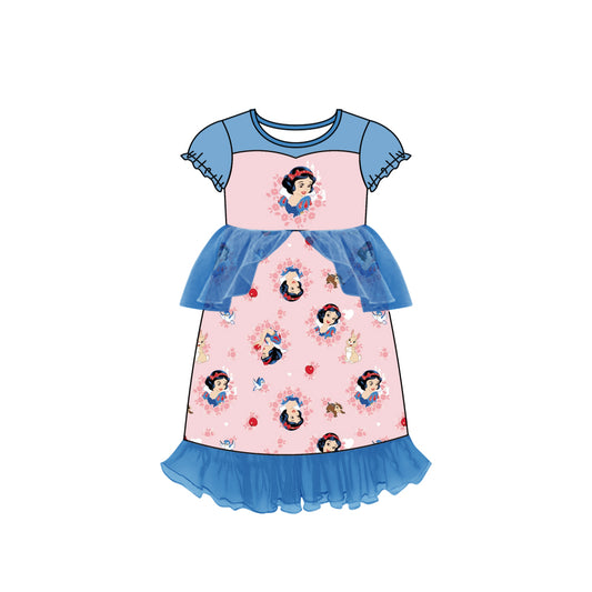 custom P6 Cartoon princess blue pink girls dress