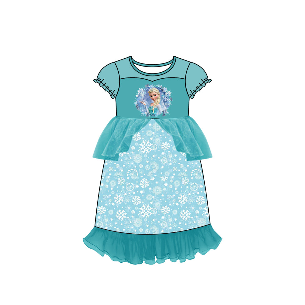 custom P9 Cartoon princess green girls dress please order before 6th August