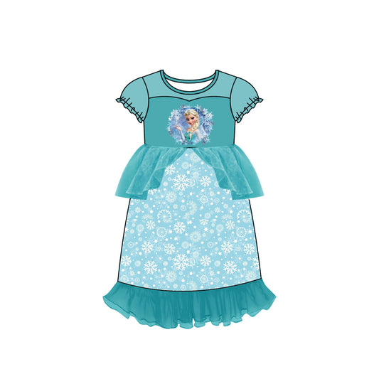 custom P9 Cartoon princess green girls dress please order before 6th August