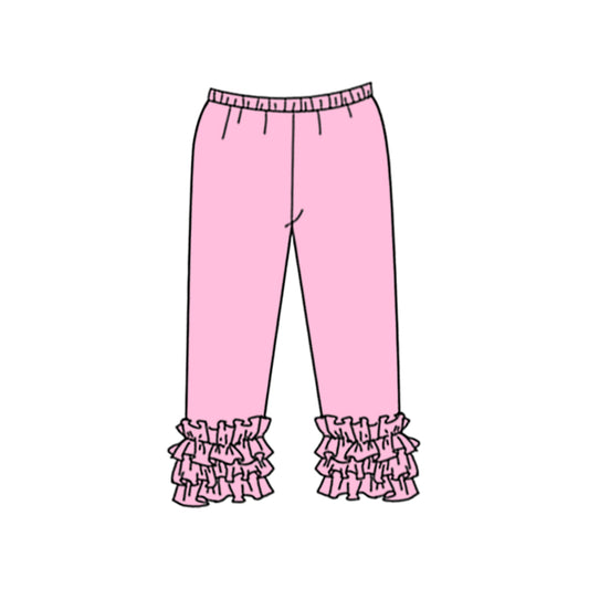Custom style pink color ruffles girls pants