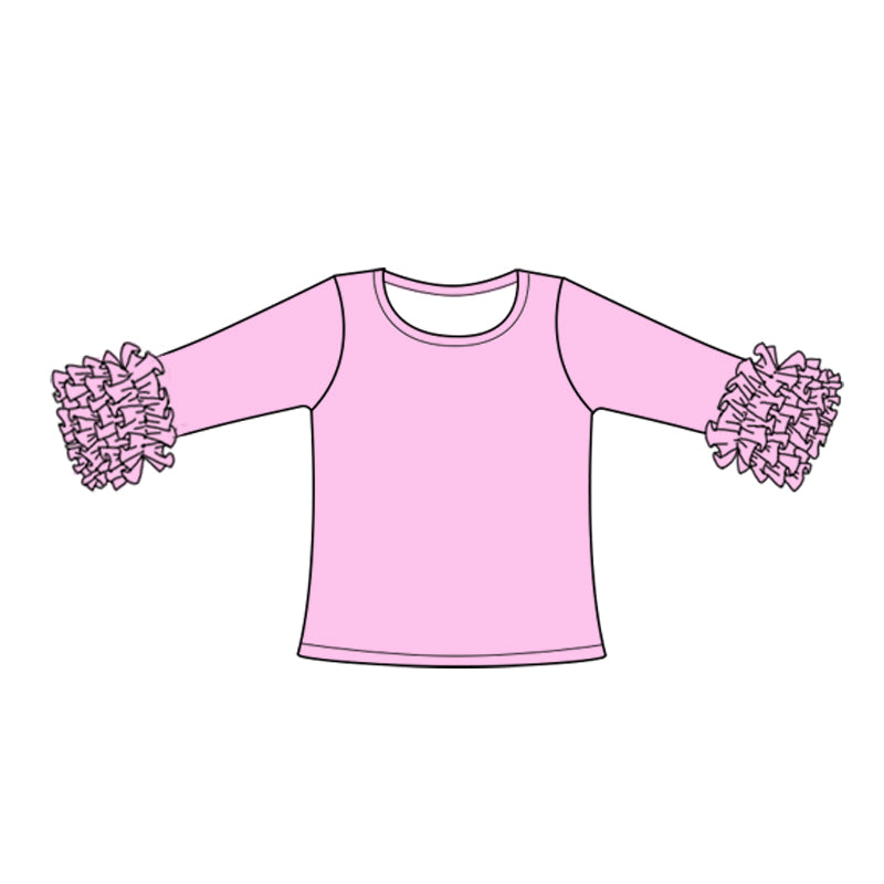 Custom style pink color ruffles girls top