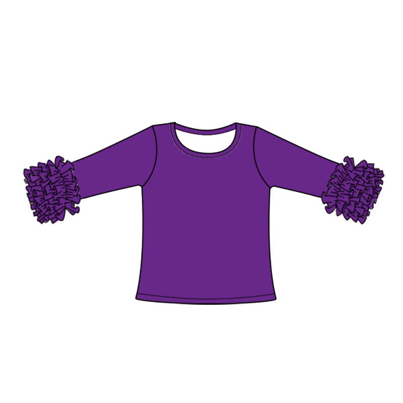 Custom style purple color ruffles girls top