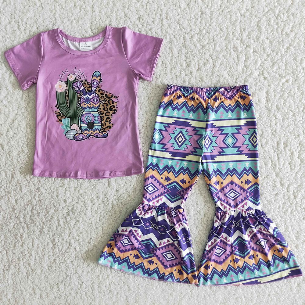 Purple Easter Rabbits Aztec Girls Outfits