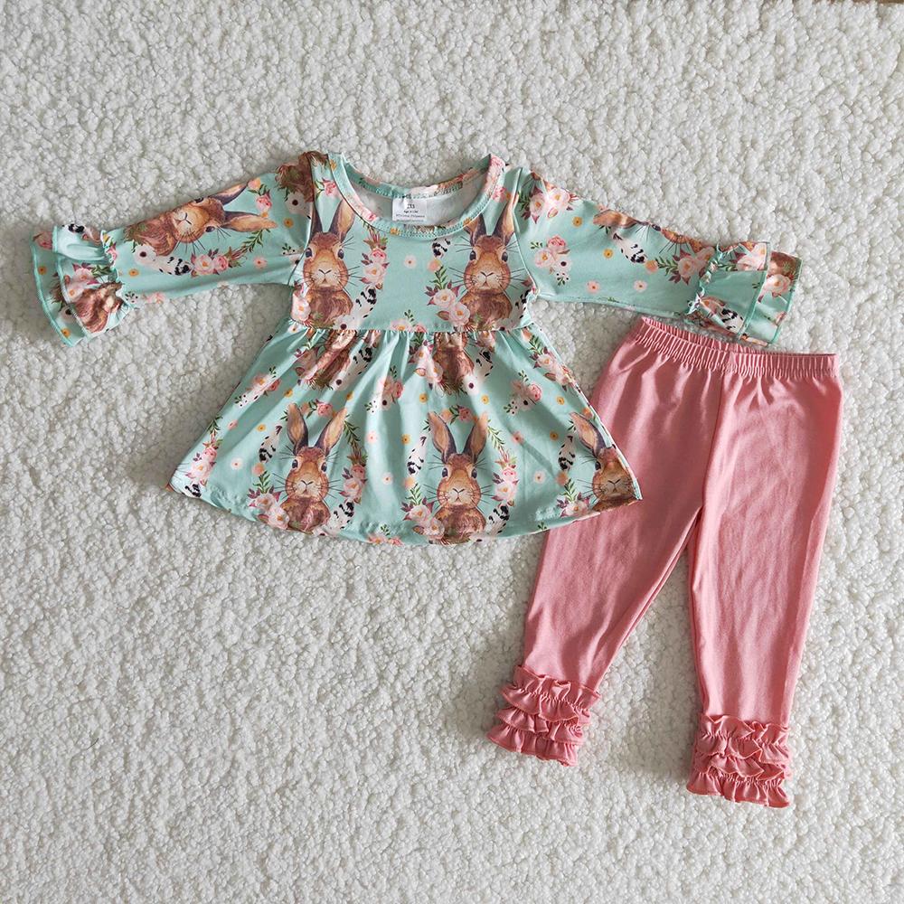 Easter Rabbits Pink Ruffles Pants Outfits