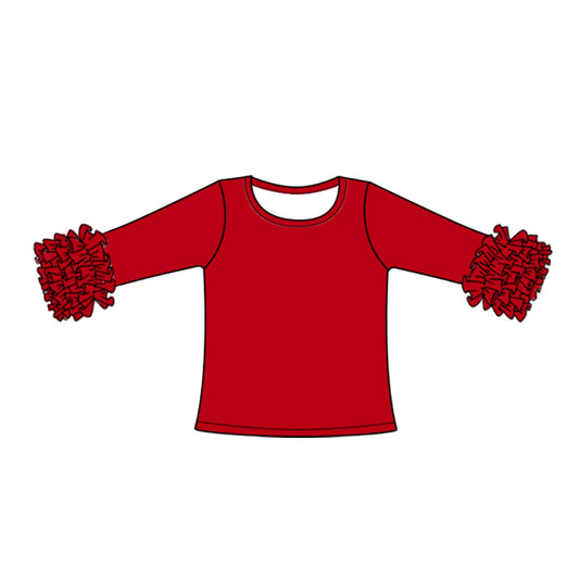 Custom style stone blue color ruffles girls top