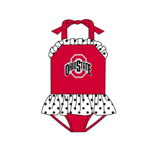 custom style OHIO STATE red girls bathing swimsuits