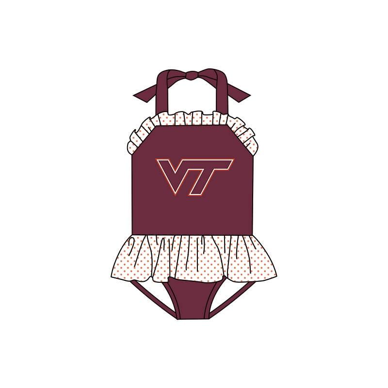 custom style VT football maroon girls bathing swimsuits