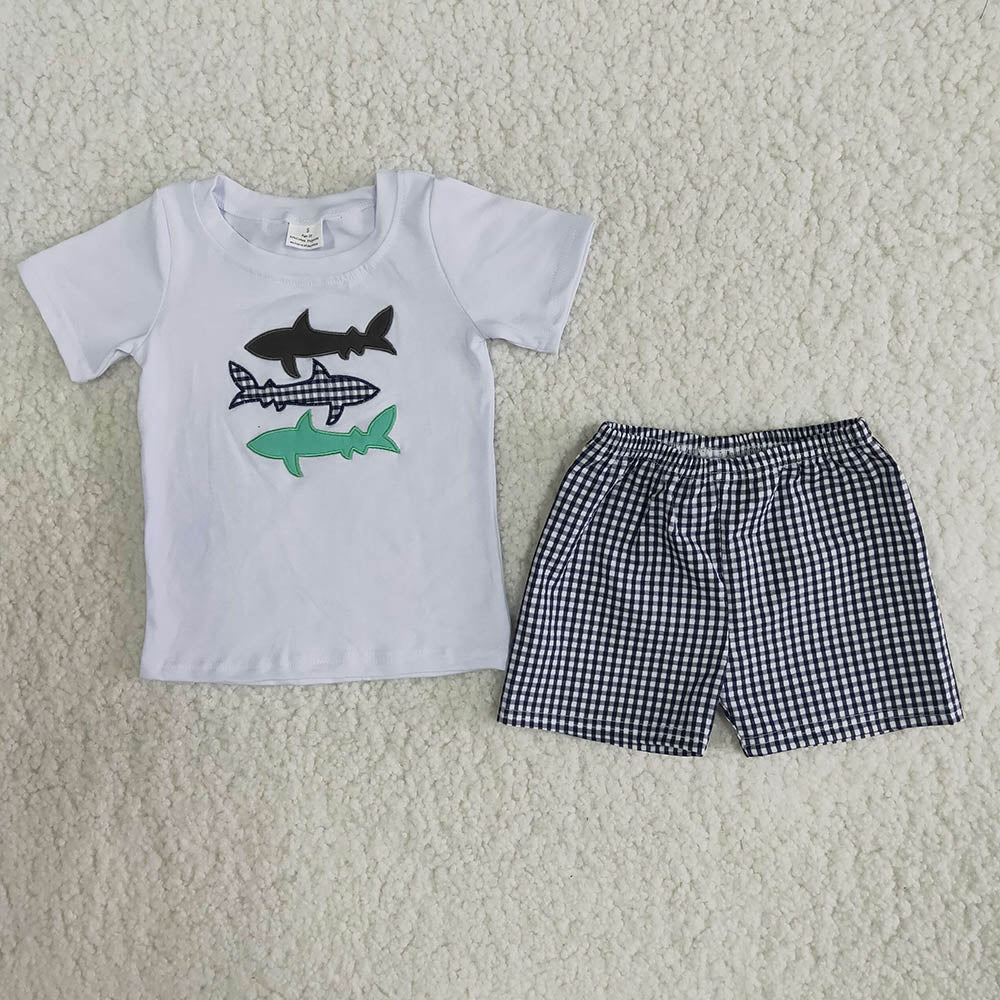 A8-23 Boys Embroider Shark Set