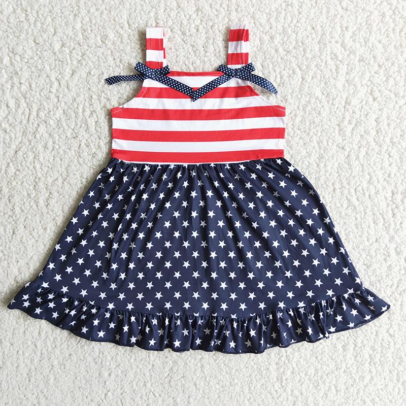 4th Of July Stars Print Sleeveless Dress