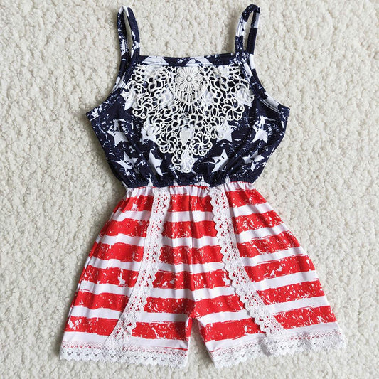 4th Of July Girls Lace Jumpsuit