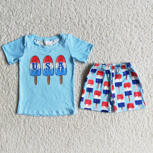 D7-15 4th Of July Blue USA Boys Outfits