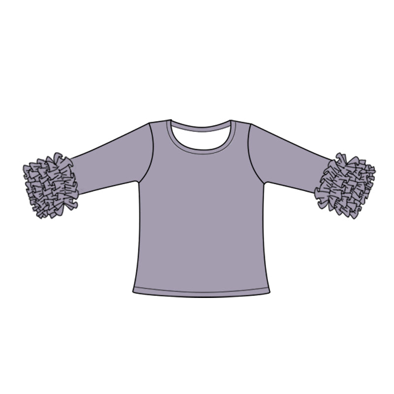 Custom style warm grey color ruffles girls top