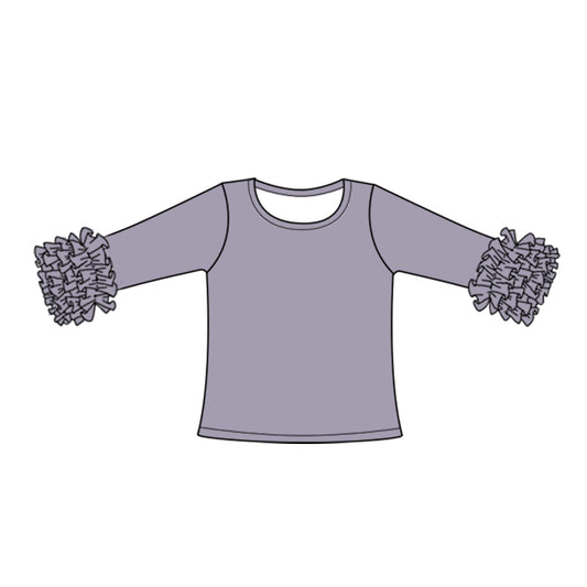 Custom style warm grey color ruffles girls top