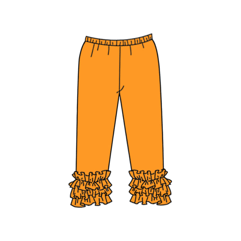 Custom style yellow ochre color ruffles girls pants