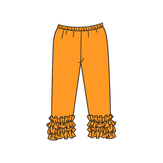 Custom style yellow ochre color ruffles girls pants
