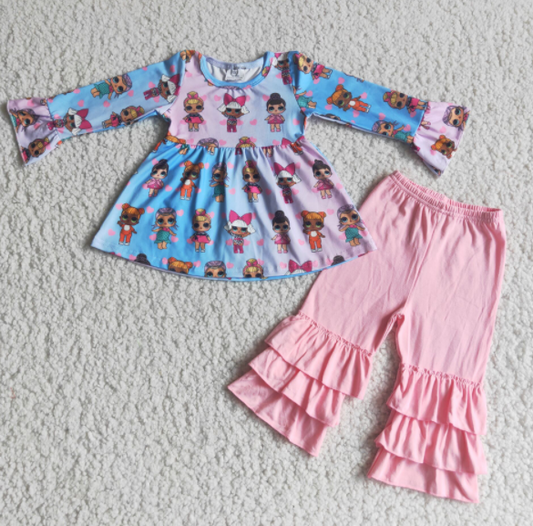 promotion 9.4 6A24-26 Baby Girls Pink Ruffles Pants Girls Set