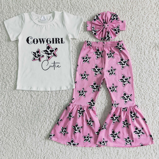 GSPO0044 Cowgirl Cutie Cow Print Stars Outfits
