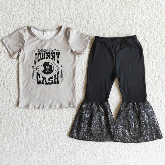 Kids Clothing Summer Sequin Bell-bottom Pants Outfits