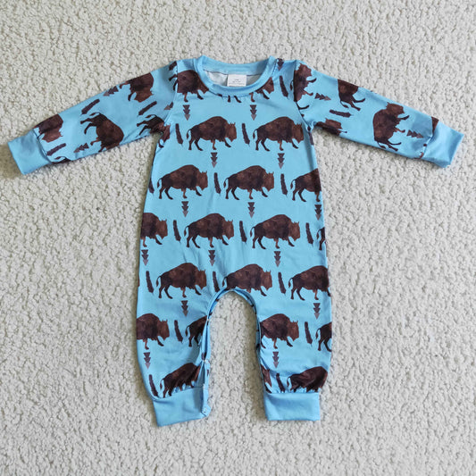 LR0057 Blue Cow Romper