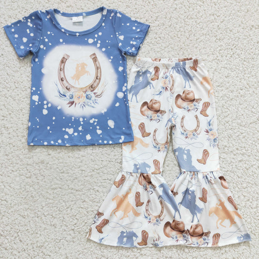 GSPO0410 Blue Western Horse Hat Baby Boys Outfits