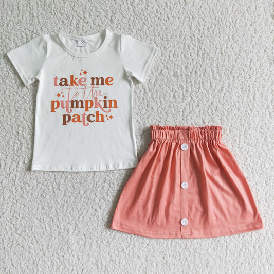 GSD0109 Fall Take Me Pumpkin Patch Girls Skirts Dress Set