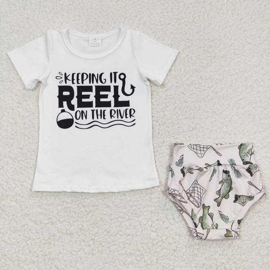 GBO0087 Keeping It Reel On The Riving Fishing Baby Girls Bummies Set