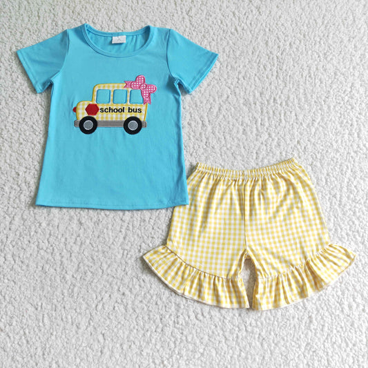 GSSO0093 Embroidery School Bus Baby Back to School Set