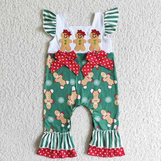 SR0064 Embroidery Christmas Baby Girls Romper