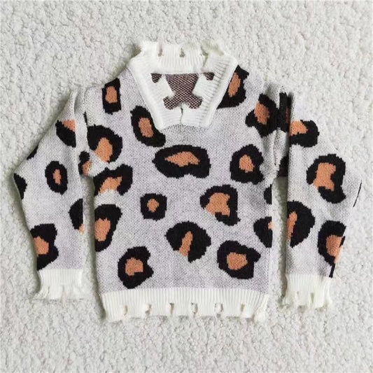 6 B5-3 Leopard Print Fashion Baby Girls Sweater