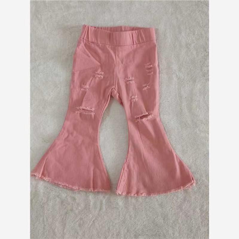 Pink Baby Girls Bell-bottom Denim Jeans