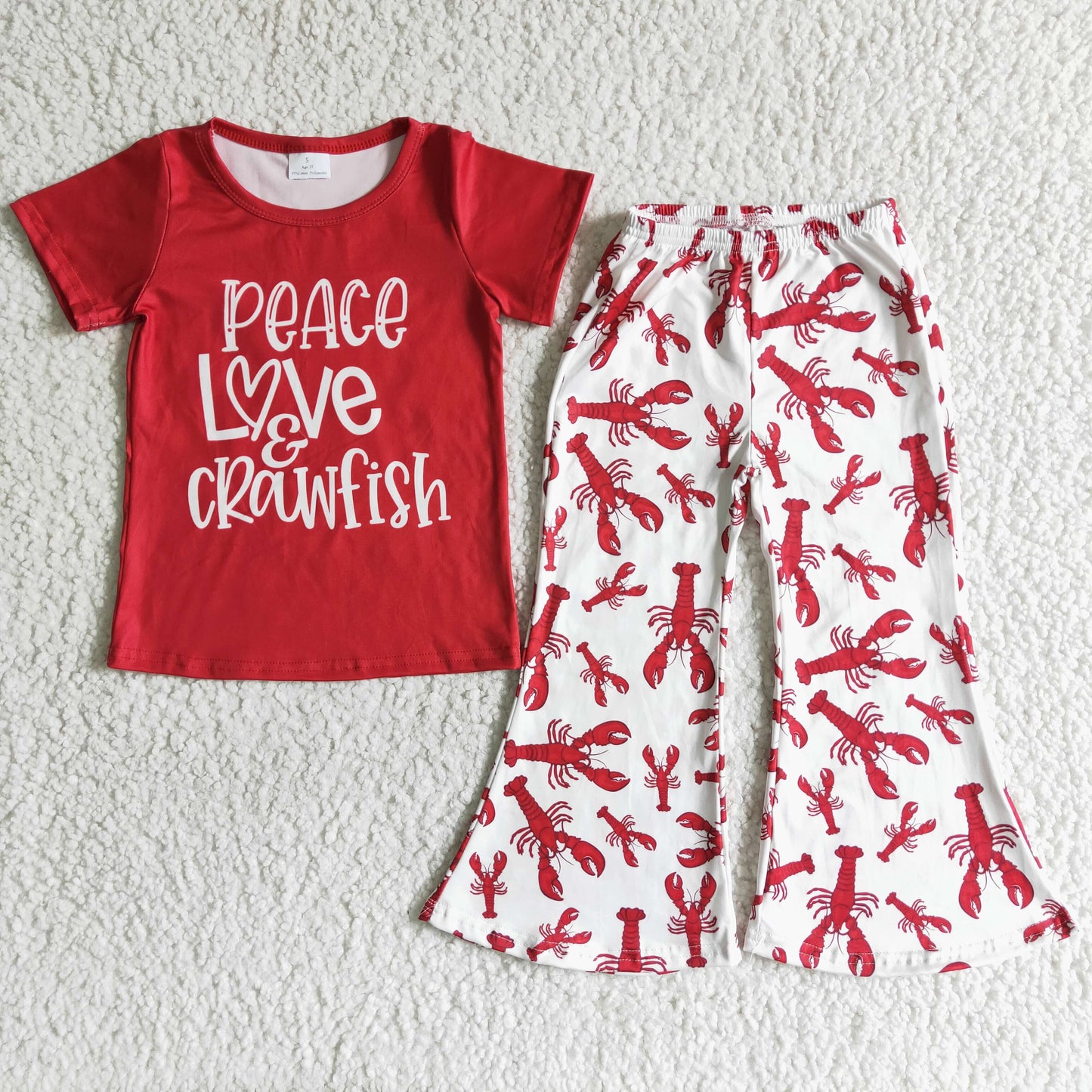 B16-25 Red Short Sleeve Peace Love Crawfish Set