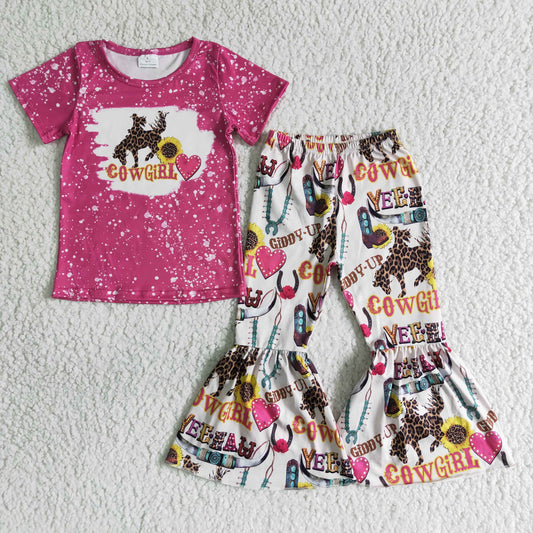 C1-27 Hot Pink Bleach Design Cowgirl Cool Outfits