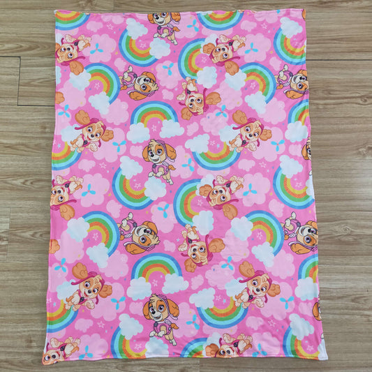 Pink Sky Print Cartoon Girls 29*42 Inches Blanket