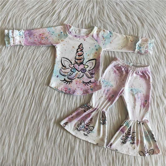 Adorable Baby Girls Unicorn Print Casual Outfits