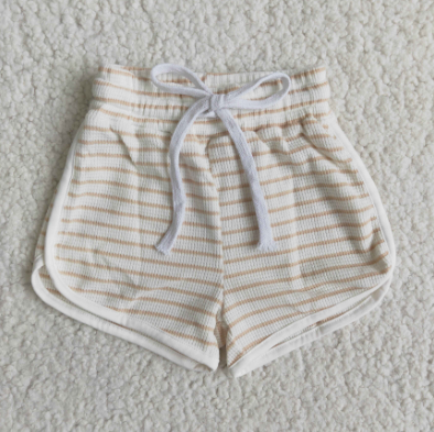 b0-13 Yellow& White Striped Print Sport Shorts