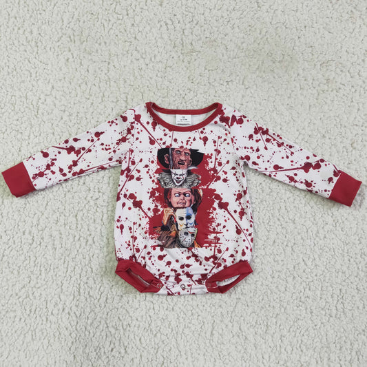 LR0077 Halloween Red Long Sleeve Bummies Romper