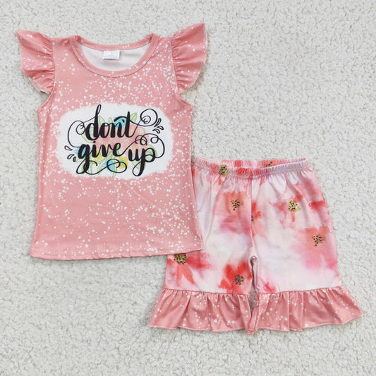 $2.99 C0-3 Don't Give Up Pink Baby Girls Summer Set