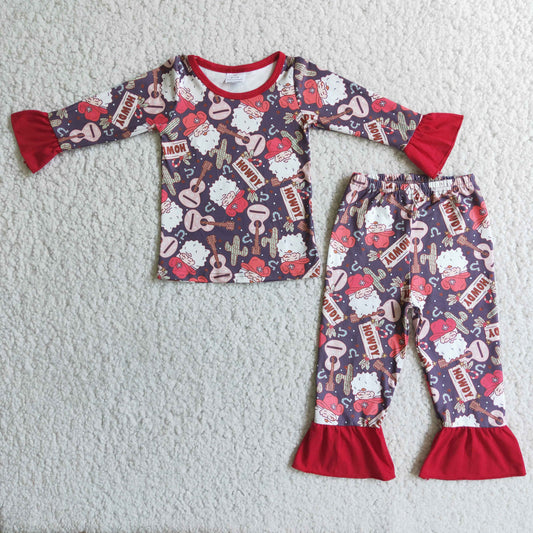 6 A6-14 Christmas Santa Red Girls Pajamas