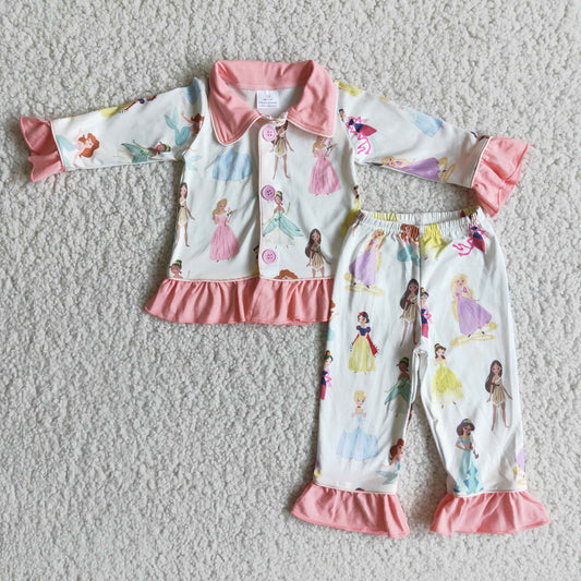 Adorable Baby Girls Adorable Princess Print Pajamas