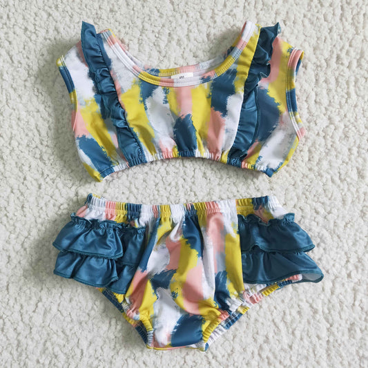 S0026 Tie Dye Casual Kids Bathing Suits Swimsuits