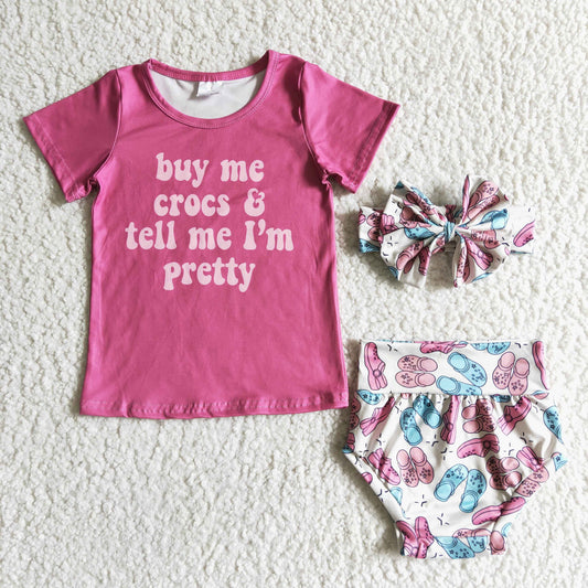 GBO0003 Buy Me Crocs &Tell Me I Am Pretty Bummies Set