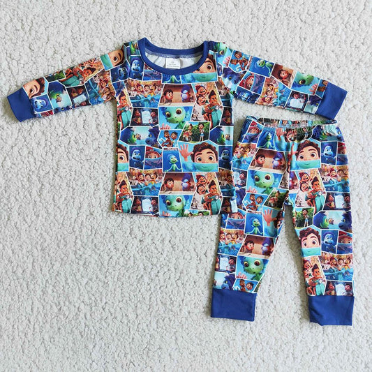 Fashion Tunic Boys Long Sleeve Fall/Winter Cartoon Print Pajamas