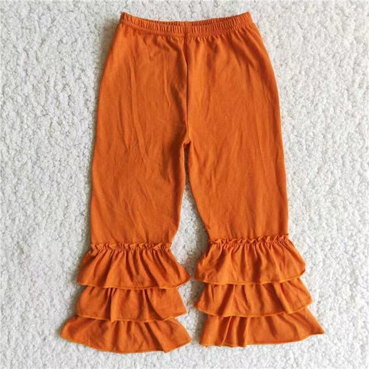 Fall Orange Baby Cotton Fabric Ruffles Pants