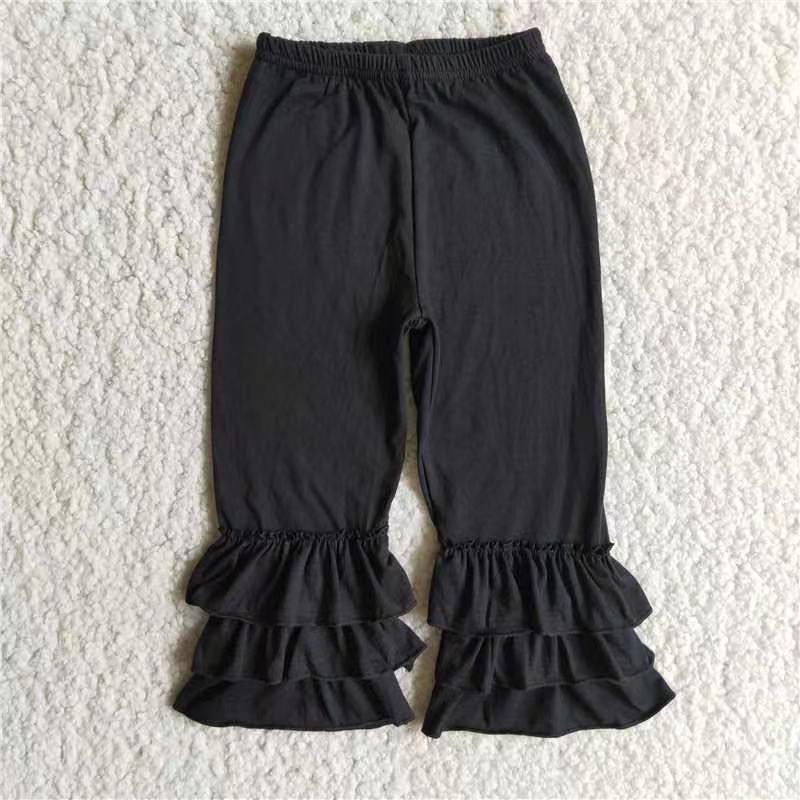 Black Baby Cotton Fabric Ruffles Pants