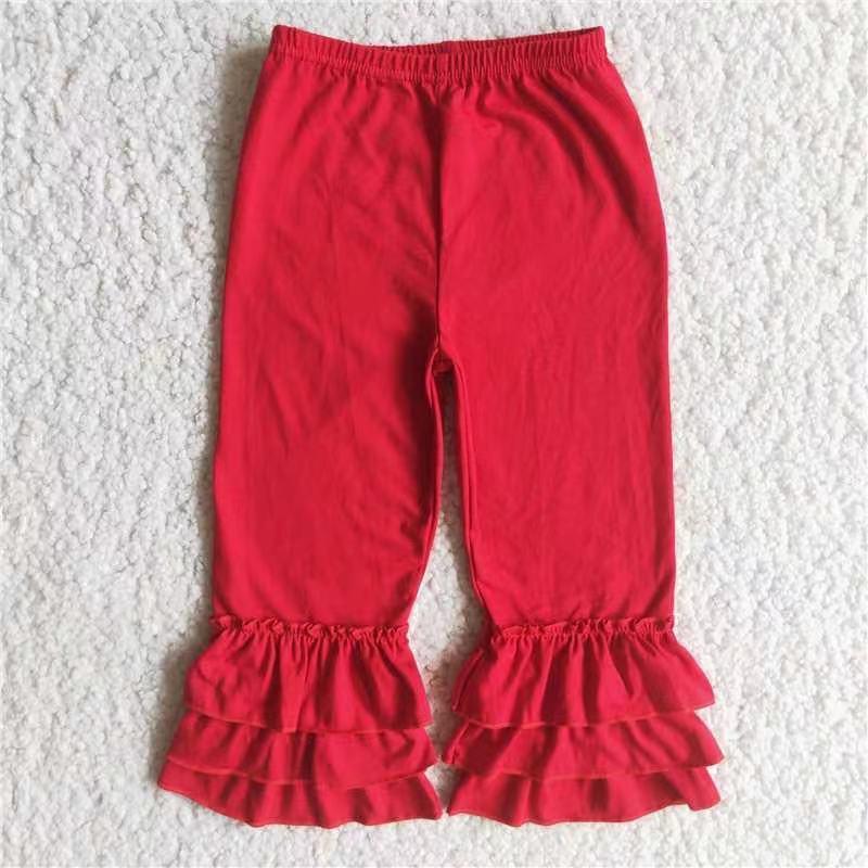 Red Baby Cotton Fabric Ruffles Pants