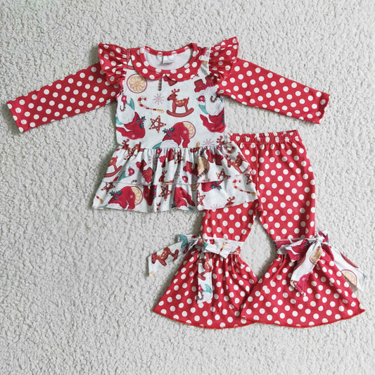 GLP0269 Christmas Red Dots Flutter Sleeve Girls Outfits