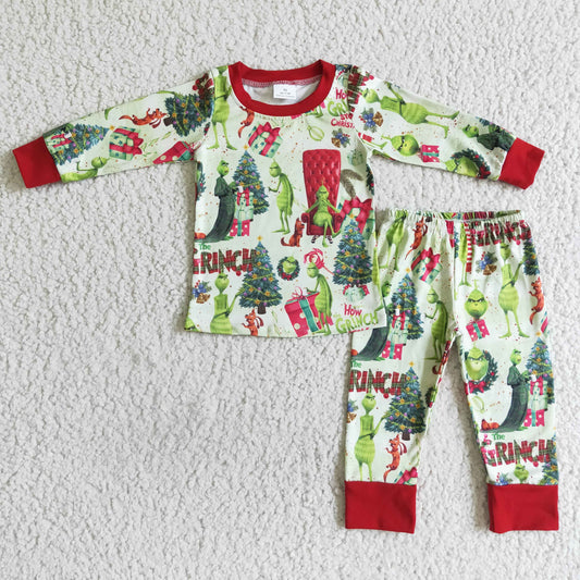 BLP0052 Christmas Green Baby Boys Pajamas