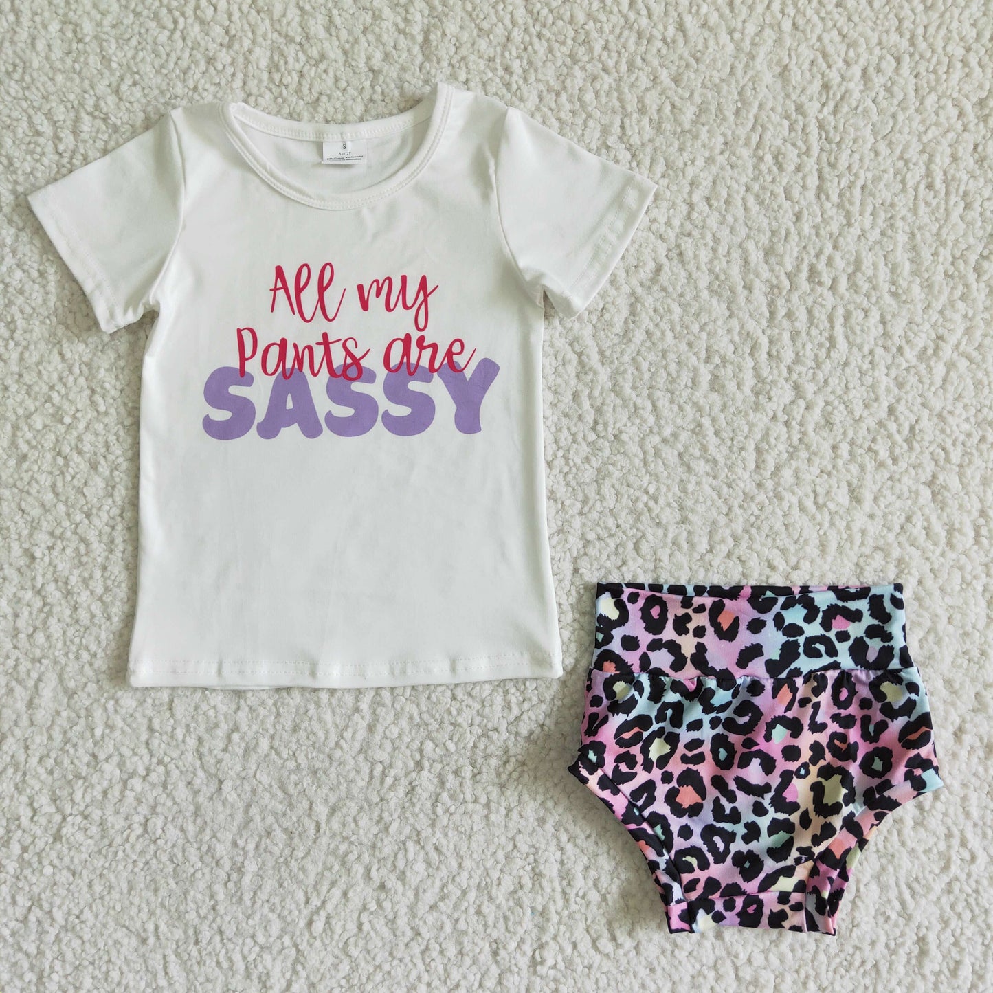 GBO0021 All My Pants Are Sassy Leopard Print Bummies Set