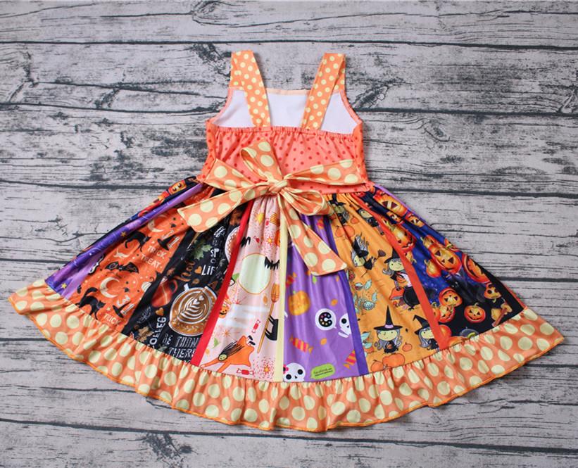 Fall Pumpkin Unicorn Halloween Print Twirls Casual Dress